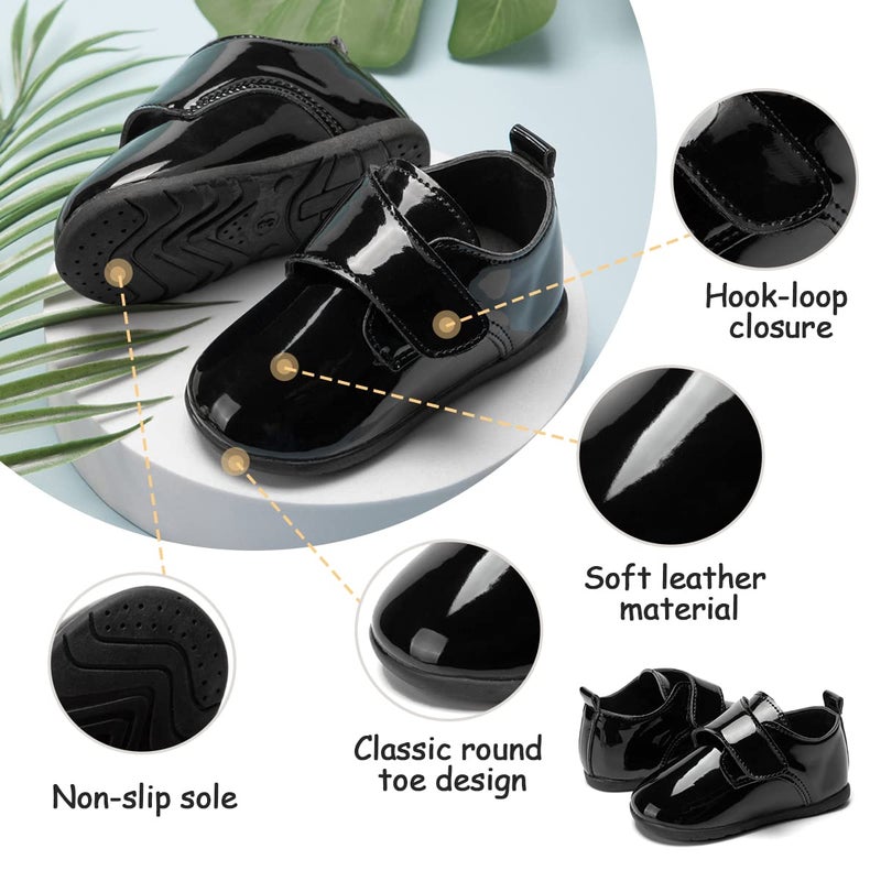 ohsofy Infant Baby Boy Oxford Shoes PU Leather Loafers Rubber and Soft Sole Wedding Dress Shoes Toddler Girl Baby Walking Shoes - Image 4